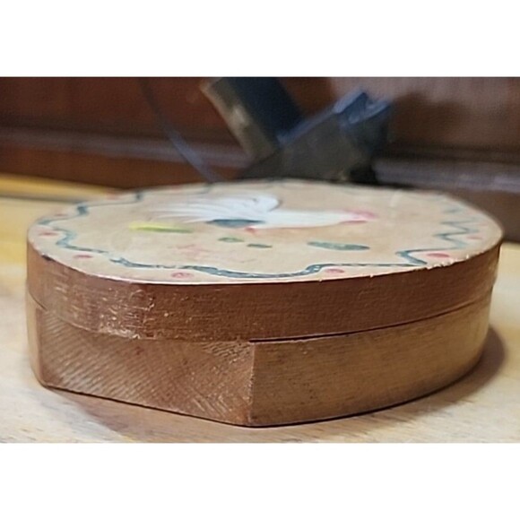 Vintage Hand Painted Woodpecker Wood Ware Rooster Box Japan Folk Art Farmhouse - Picture 12 of 16